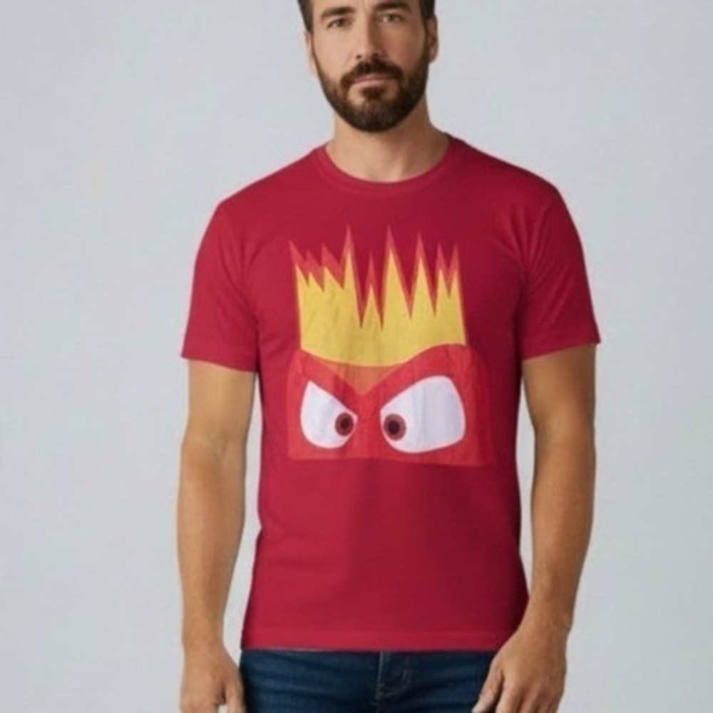 Inside Out Anger Shirt Red Short Sleeve Men's Size XL 100% Cotton Bella+Canvas